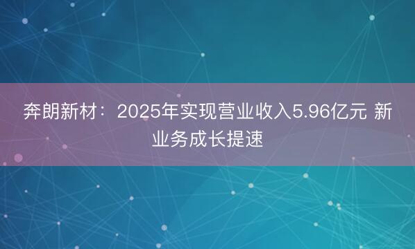 奔朗新材：2025年实现营业收入5.96亿元 新业务成长提速
