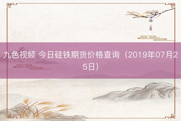 九色视频 今日硅铁期货价格查询（2019年07月25日）