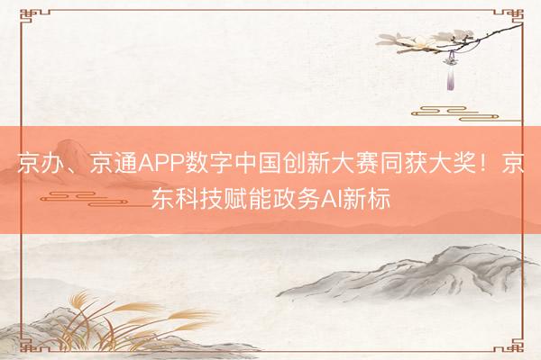 京办、京通APP数字中国创新大赛同获大奖！京东科技赋能政务AI新标