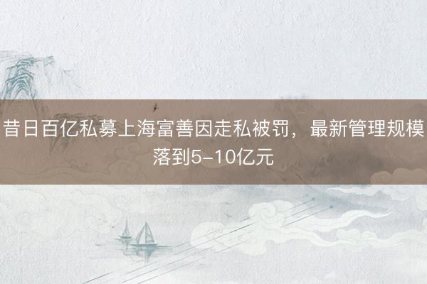 昔日百亿私募上海富善因走私被罚，最新管理规模落到5-10亿元