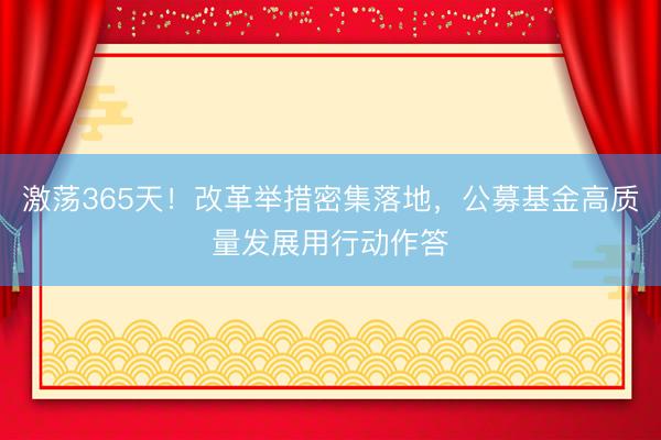 激荡365天！改革举措密集落地，公募基金高质量发展用行动作答