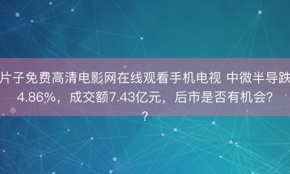 片子免费高清电影网在线观看手机电视 中微半导跌4.86%，成交额7.43亿元，后市是否有机会？