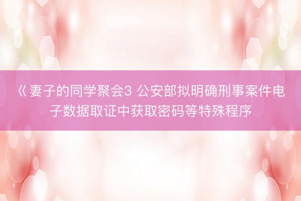 巜妻子的同学聚会3 公安部拟明确刑事案件电子数据取证中获取密码等特殊程序