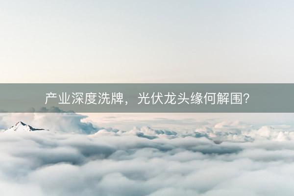 产业深度洗牌，光伏龙头缘何解围？