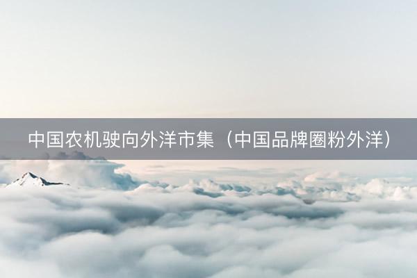 中国农机驶向外洋市集（中国品牌圈粉外洋）