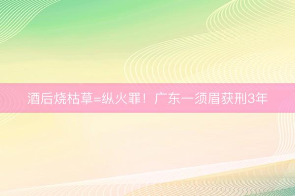 酒后烧枯草=纵火罪！广东一须眉获刑3年