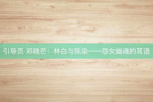 引导页 邓晓芒：林白与陈染——怨女幽魂的耳语