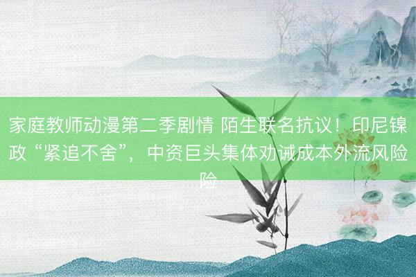 家庭教师动漫第二季剧情 陌生联名抗议！印尼镍政 “紧追不舍”，中资巨头集体劝诫成本外流风险