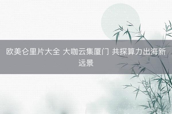 欧美仑里片大全 大咖云集厦门 共探算力出海新远景