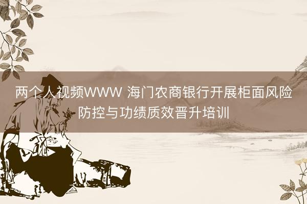 两个人视频WWW 海门农商银行开展柜面风险防控与功绩质效晋升培训