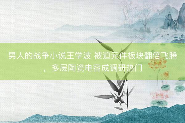 男人的战争小说王学波 被迫元件板块翻倍飞腾，多层陶瓷电容成调研热门